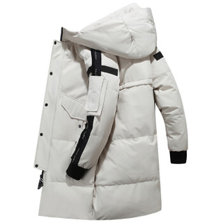 啄木鸟（TUCANO）羽绒服男中长款2019冬季新品保暖休闲外套连帽修身上衣 白色 XL