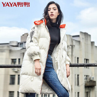 鸭鸭（YAYA）羽绒服女中长款连帽时尚修身韩版羽绒服女装 B-58235 橄榄绿 170