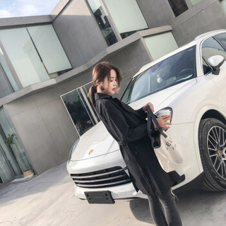 米兰茵 MILANYIN 女装 2019韩版纯色绑带小个子风衣外套女 GHML205 黑色 L