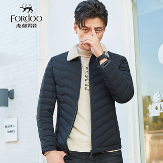 虎都（FORDOO）羽绒服男 2019冬季新款男士衣服加厚保暖时尚立领短款羽绒服男 1809 黑色 185/2XL