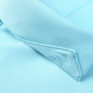 雅鹿 时尚薄款商务正装休闲纯色刺绣衬衫男士修身长袖上衣 18820001  浅蓝（加绒） 190