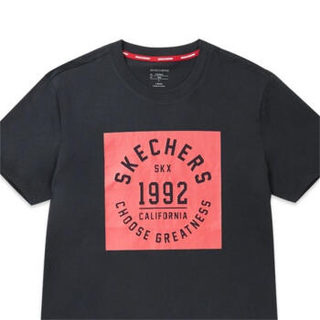 Skechers斯凯奇 男 针织短袖T恤衫 L319M048 0018-碳黑 L