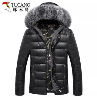 啄木鸟（TUCANO）羽绒服男2019冬季新品经典款连帽加厚保暖上衣休闲男装外套 黑色 XL