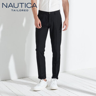 诺帝卡 NAUTICA 2019秋装新款修身西服裤男士抗皱免烫商务正装休闲男裤子 NXK95022 黑色 34(175/84A)