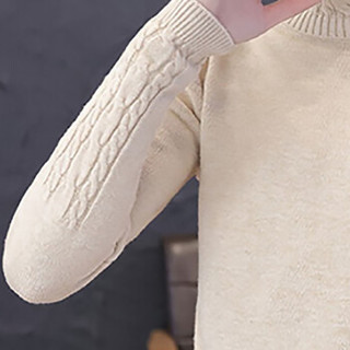 俞兆林（YUZHAOLIN）针织衫 男士潮流纯色螺纹毛衣高领羊毛衫211-1-M9126米色2XL