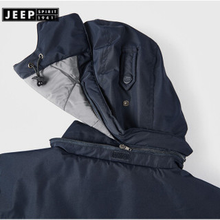 吉普JEEP 羽绒服男2019秋冬新款羽绒中青年男士休闲连帽外套休闲保暖男装上衣外套 LST7118 深灰色 M