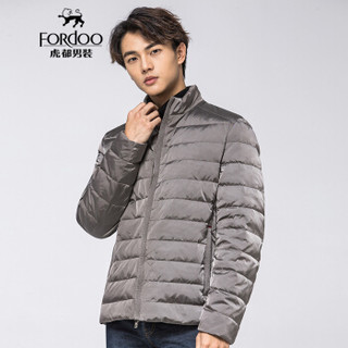 虎都 FORDOO 羽绒服男2019秋冬新款简约休闲潮范有型时尚舒适立领百搭外套 VA3AH18880501 灰色 180