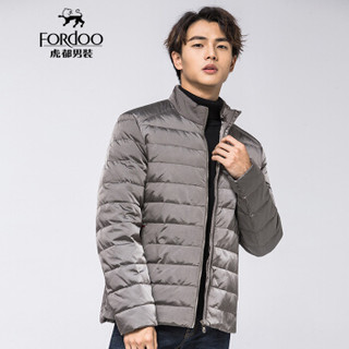 虎都 FORDOO 羽绒服男2019秋冬新款简约休闲潮范有型时尚舒适立领百搭外套 VA3AH18880501 灰色 180