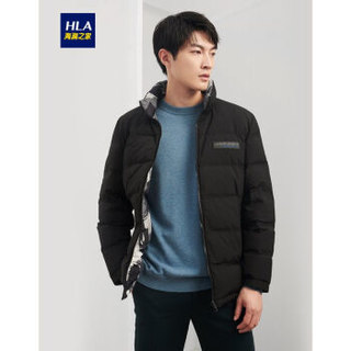 HLA海澜之家羽绒服男2019冬季新品双面穿时尚有型羽绒外套HWRAJ4R066A黑色(C5)180/96A(52) cz