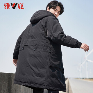 雅鹿 男士休闲羽绒服 2019冬季新款90%白鸭绒连帽抽绳加厚保暖时尚潮流外套 YH67U1700 杏色 185/2XL