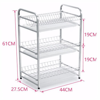 四季沐歌（micoe）304不锈钢沥水碗架厨房置物架三层碗碟收纳架带砧板架刀筷架超稳固 304钢方型三层碗碟架 （豪华款）