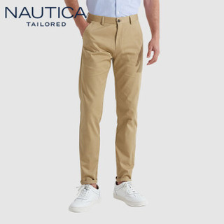 诺帝卡 NAUTICA 2019秋冬新款西裤男士正装直筒弹力商务时尚纯色休闲长裤修身 NXK91005 卡其31(175/79A)