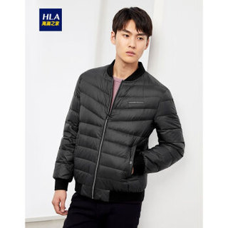 HLA海澜之家羽绒服男2019秋季新品舒适棒球领轻薄羽绒服HWRAJ3R016A黑色(30)175/92A(50)