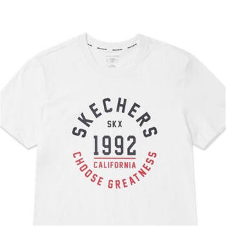 SKECHERS斯凯奇 男 针织短袖T恤衫 L319M047 0019-亮白色 XL