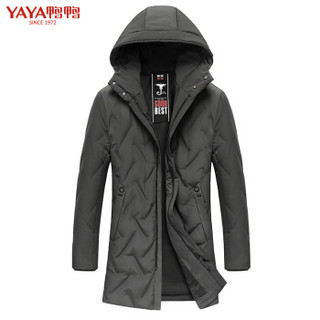 鸭鸭（YAYA）羽绒服男2019冬季新款时尚休闲温暖中长款连帽大衣外套GSYR8107 灰色 M