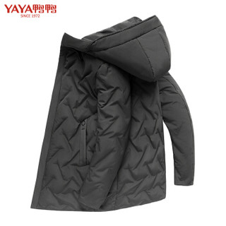 鸭鸭（YAYA）羽绒服男2019冬季新款时尚休闲温暖中长款连帽大衣外套GSYR8107 灰色 M