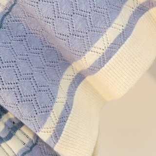 薇图 vitto 女装 2019年秋冬新款韩版拼色条纹宽松百搭圆领针织毛衣 HC02VT57 蓝色 XL