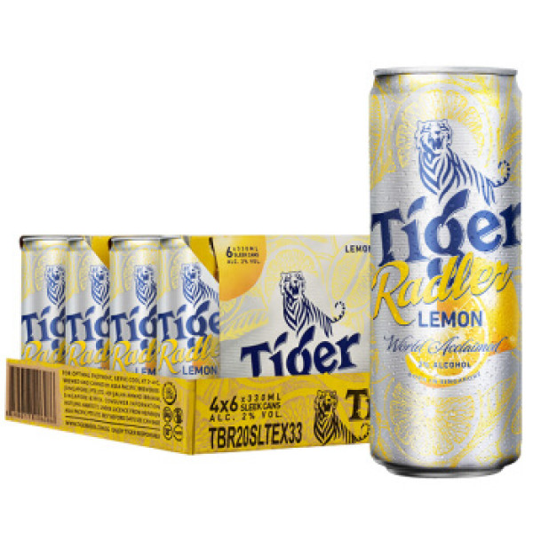 商品虎牌啤酒(tiger)喜力旗下柠檬味啤酒 新加坡进口 330ml*24听 整箱