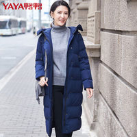 鸭鸭（YAYA）羽绒服女长款连帽韩版时尚休闲宽松女装外套 B-57672 藏青 165