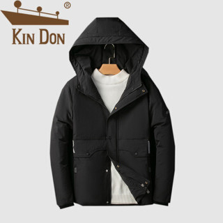 金盾（KIN DON）羽绒服 男2019冬季新款休闲百搭韩版潮流连帽加厚保暖外套 D220-5922 黑色 3XL