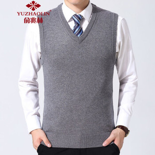 俞兆林（YUZHAOLIN）针织衫 冬季新款男士时尚V领羊毛衫背心马甲C416-1-A33深灰色3XL