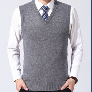 俞兆林（YUZHAOLIN）针织衫 冬季新款男士时尚V领羊毛衫背心马甲C416-1-A33深灰色3XL