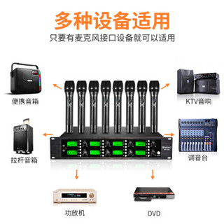 新科（Shinco）HY-008一拖八无线麦克风 U段可调频培训演讲家用KTV手持无线话筒