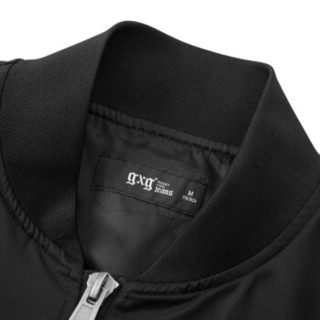 gxgjeans男装春飞行员夹克男棒球领时尚刺绣休闲外套潮181621140 黑色 XL