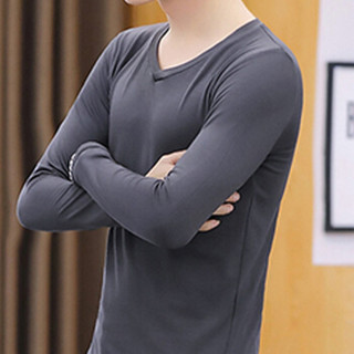 俞兆林（YUZHAOLIN）T恤套装 男士时尚休闲无痕纯色加绒保暖内衣211-3-TZ01纯色深灰色L