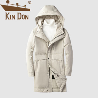 金盾（KIN DON）羽绒服 男2019冬季新款休闲百搭韩版连帽加厚保暖长款外套 D220-6920 杏色 M