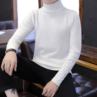 俞兆林（YUZHAOLIN）针织衫 男士潮流纯色螺纹毛衣高领羊毛衫211-1-M9126白色2XL