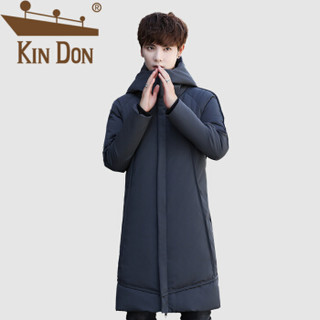 金盾（KIN DON）羽绒服 男2019冬季新款休闲百搭韩版潮流连帽长款加绒厚款外套 A037-YR007 灰色 2XL