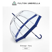 富尔顿FULTON女王御用款透明鸟笼伞复古长柄伞直柄雨伞 蓝色边鸟笼伞 *3件