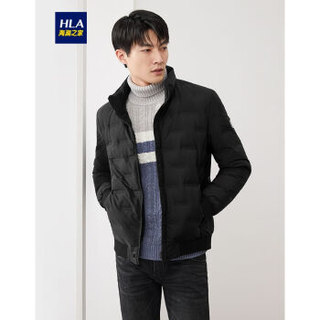 HLA海澜之家羽绒服男2019冬季新品简洁立领经典净色保暖外套HWRAJ4R025A黑色(46)175/92A(50)