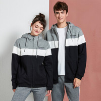 intercrew短外套女2019秋冬新款休闲情侣装加绒刺绣潮流拼接连帽针织开衫外套女 ITS4DH35A 黑色 100/XL