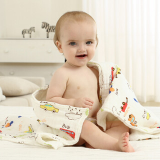 竹之锦 婴儿盖毯 纯棉A类9层纱布婴幼儿包被 加厚高密度儿童浴巾 新生儿被子盖毯 85×85cm 飞机汽车