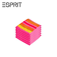 ESPRIT 埃斯普利特 毛巾家居 纯棉强吸水纯色方巾 儿童洗脸巾 六条装 粉/蓝 34*34