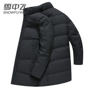 雪中飞   2019秋冬新品羽绒服男中长款80%灰鸭绒时尚休闲立领轻厚款外套  X90145001FJ1 黑色 180/96A