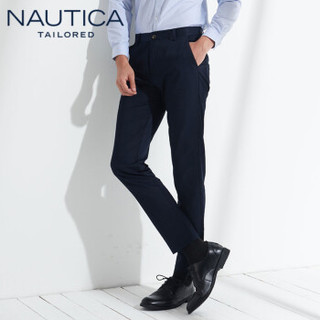 诺帝卡 NAUTICA 2019秋冬新款西裤男士正装直筒弹力商务时尚纯色休闲长裤修身 NXK91005 藏青38(185/99B)