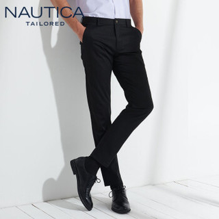 诺帝卡 NAUTICA 2019秋冬新款西裤男士正装直筒弹力商务时尚纯色休闲长裤修身 NXK91005 黑色30(170/76A)