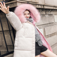 米兰茵（MILANYIN）女装  2019年秋冬新款韩版中长款宽松棉衣面包服棉服NYml328 米白色 3XL