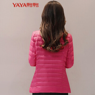 鸭鸭（YAYA）羽绒服女时尚修身外套立领轻薄短款女装 B-57206 玫红 155