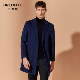 Brloote/巴鲁特男士100%羊毛呢大衣男修身中长款风衣秋冬呢子外套 灰色 180/100A