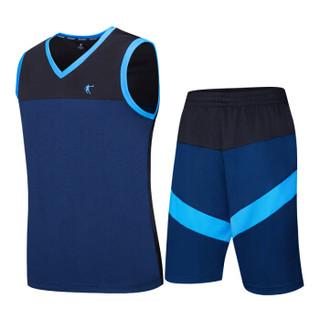 乔丹 针织篮球套时尚训练篮球队服 XNT2372195 日蚀蓝/黑色 L