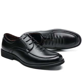 Poitulas 波图蕾斯 男士系带商务休闲皮鞋低帮加绒保暖棉鞋男 P9859 黑色(加绒) 42