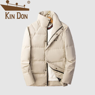 金盾（KIN DON）羽绒服 男2019冬季新款休闲百搭立领后背印花加厚保暖外套 D220-8888 卡其色 XL