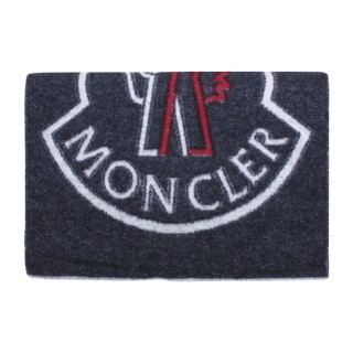 Moncler 盟可睐 中性藏蓝色Logo提花羊毛混纺针织围巾 D2 091 0086500 0865S 742