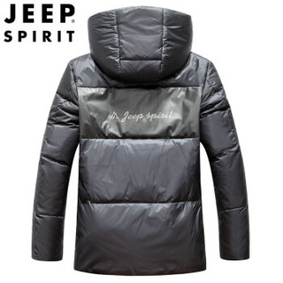 吉普 JEEP 绒服男2019冬季保暖休闲外套中青年加厚连帽90绒大衣 ZY88003 黑色 L