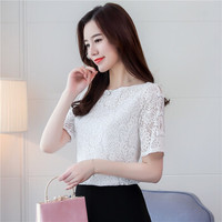 曼如芬 很仙的上衣 2019夏季新款韩版洋气短袖设计感女小众轻熟蕾丝雪纺衫衬衣 XRSS9060 白色 M