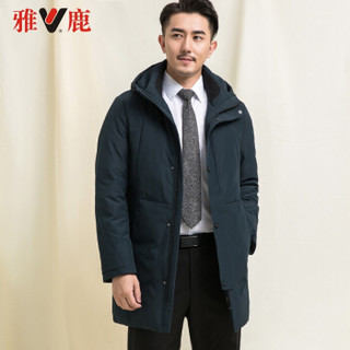 雅鹿中长款羽绒服男2019冬季新款男士商务休闲连帽纯色百搭保暖外套冬装爸爸装YI67U2220 黑色 2XL